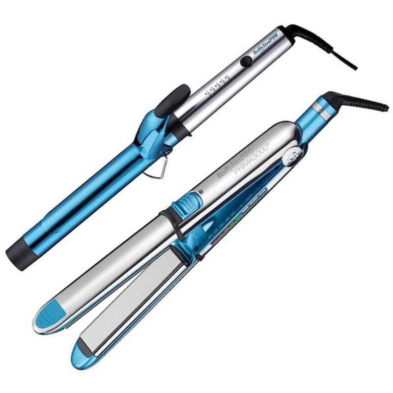 Babyliss Pro Nano Titanium Prima 3000: Ultimate Hair Styling Combo with Straightener and XL Curling Wand